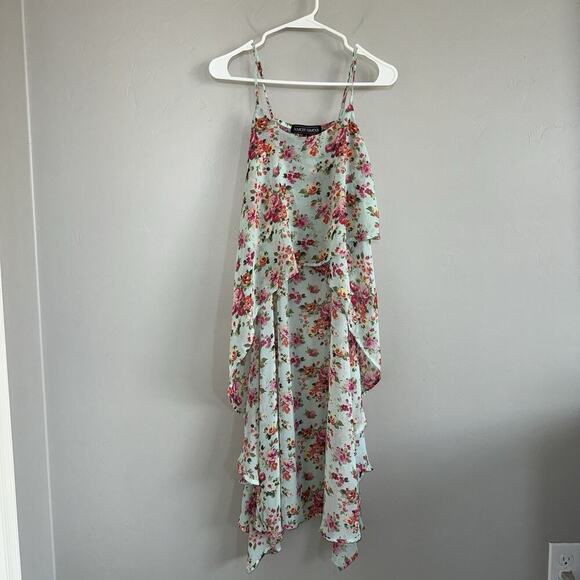 Almost Famous High Low Floral Spaghetti Strap Woman’s Top Size S Mint Green - Picture 1 of 6
